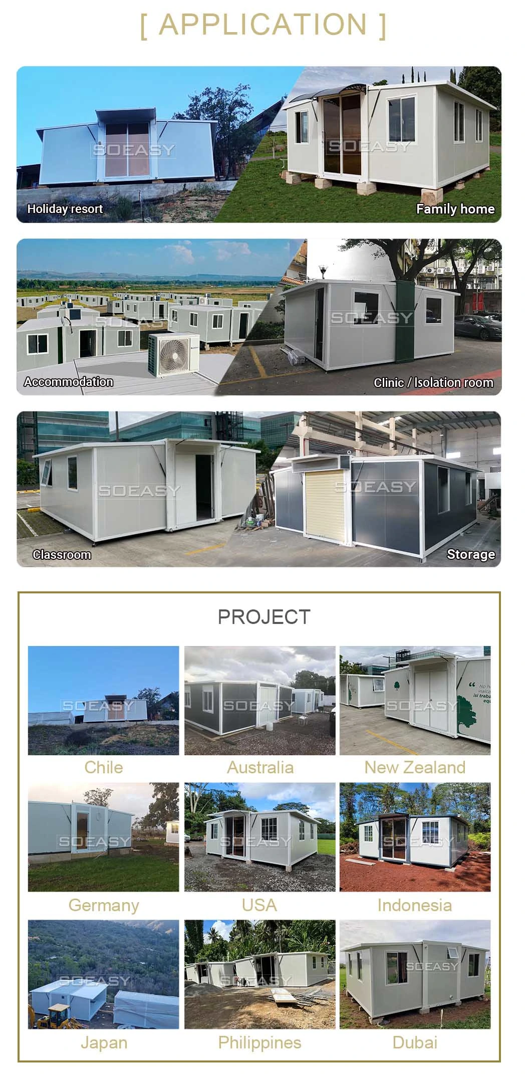 Fold out Expanding Tiny House Mobile Modular Shipping Double Bedroom Holiday House Container Prefabricated Prefab Resort Portable Home Farm House
